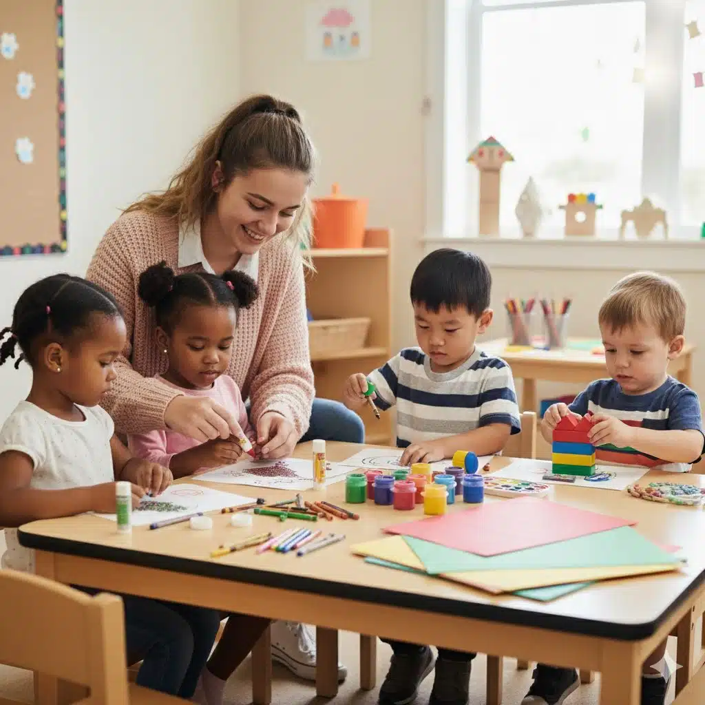 lycéenne animant un atelier de peinture en centre de loisirs