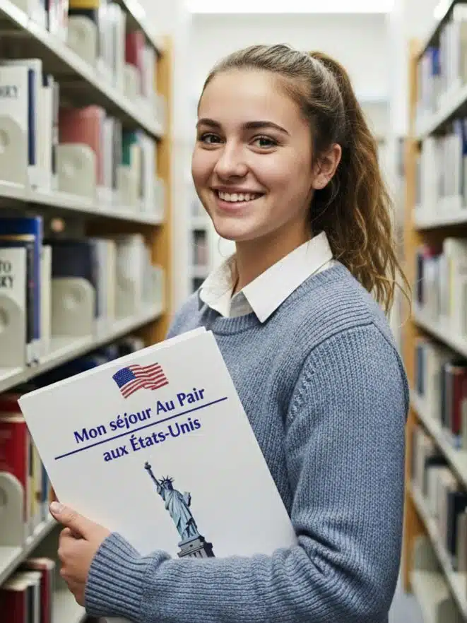 lycéenne préparant son dossier au pair aux usa